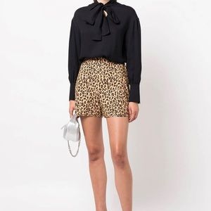 Adam Lippes leopard print high-waisted shorts - Brown, Small